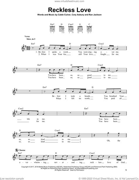 Reckless Love Sheet Music For Guitar Solo Chords Pdf