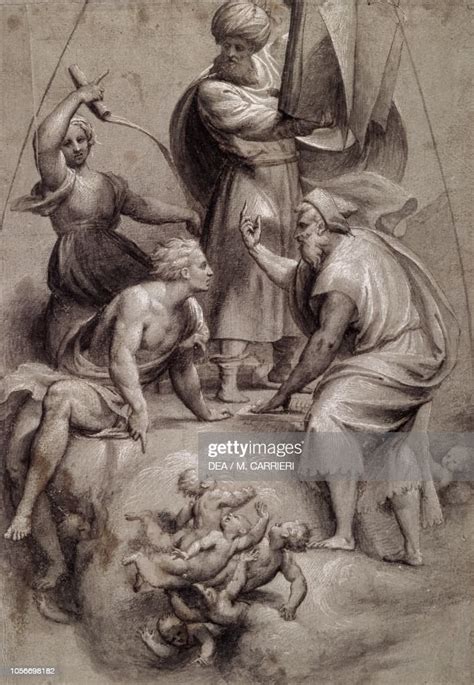 David Sibyl And Prophets Preparatory Drawing By Pordenone For The