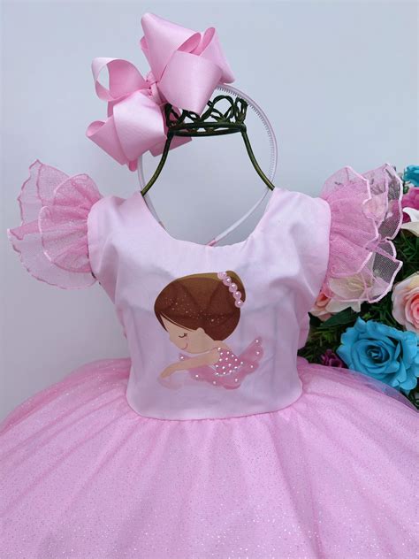 Vestido Infantil Rosa Bailarina Princesa Festas Luxo Rosa Charmosa