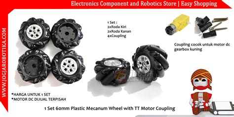 Set Mm Plastic Mecanum Wheel With Tt Motor Coupling