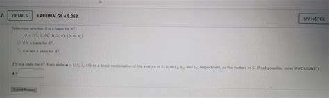 Solved 7 Details Larlinalg8 4 5 053 My Notes Determine