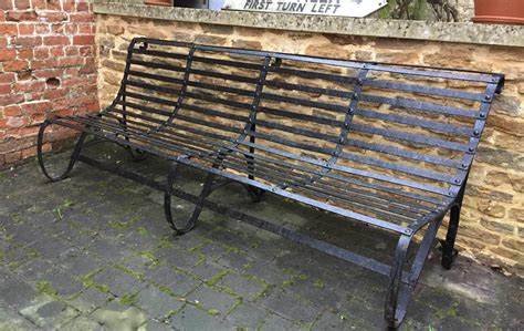 Large Victorian Wrought Iron Garden Bench