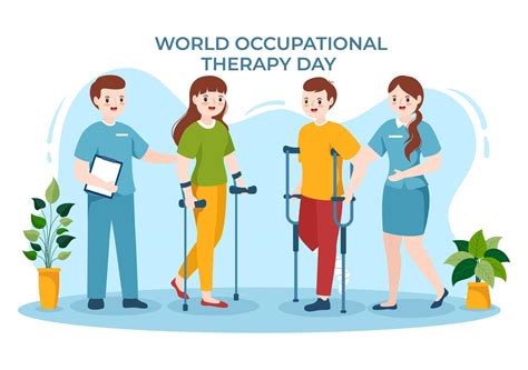 World Occupational Therapy Day Celebration Hand Drawn Cartoon Flat