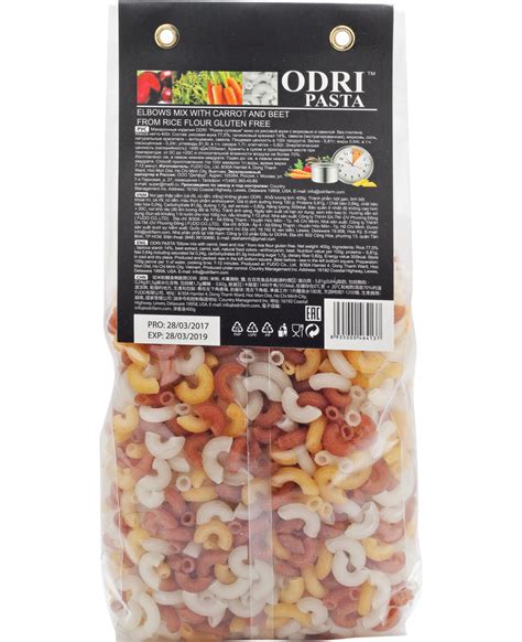 Безглютеновая паста ODRI рожки микс (с морковью, со свеклой, рисовые), 400г