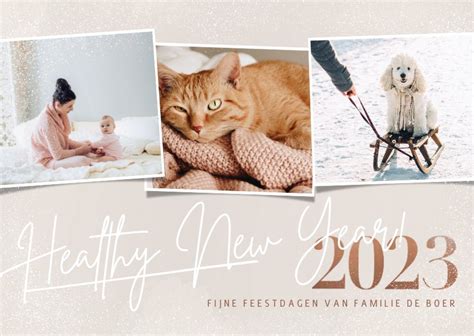 Hippe Nieuwjaarskaart Foto S Healthy New Year Kaartje Go