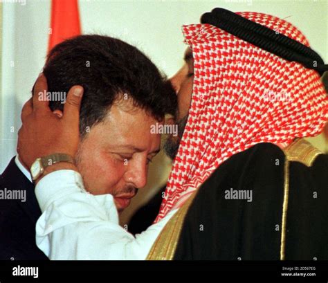 A Tribal Bedouin Leader Kisses The Forehead Of Jordans King Abdullah