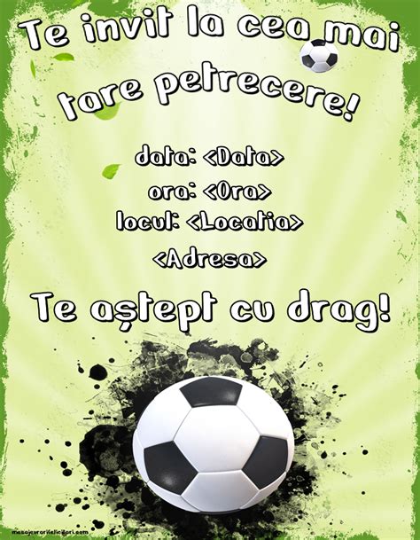 Pentru Petrecere Cu Tema Fotbal Personalizare Invitatii La Zi De