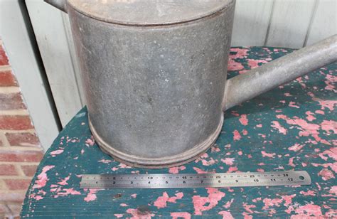 Vintage Galvanised Haws No 2 Long Reach Watering Can With Brass Rose Garden Artefacts