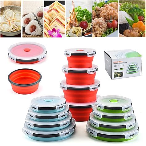 Collapsible Food Storage Containers With Lids Silicone Round Collapsible Bowls Collapsible