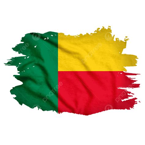 Benin Flag In Watercolor Hard Brush New Benin Flag Benin Flag Waving