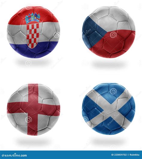 Europe Group D Football Balls With National Flags Of Croatia Czech