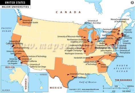 Top Universities Of Usa Map Of Usa Universities