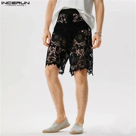 INCERUN Pantalones Cortos Con Encaje Para Hombre Shorts Con Dise O