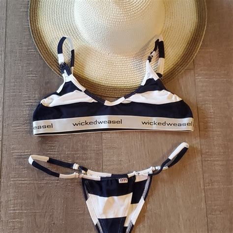 Wicked Weasel Swim Wicked Weasel Sailor Kiss Crop Top Bikini Size Medium Poshmark
