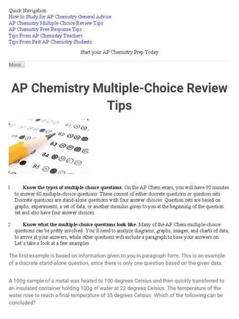 Ap Chemistry Multiple Choice Review Tips Notes Pdf Multiple Choice