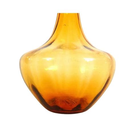 Mid Century Modern Vintage Empoli Italian Glass Large Vase Bottle Amber