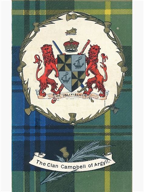 Clan Campbell Of Argyll Vintage Tartan Crest Badge Sticker For Sale