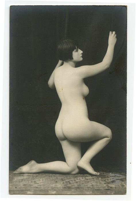 S Risque Nude French Rppc Photo Postcard Rear View Flapper Louise