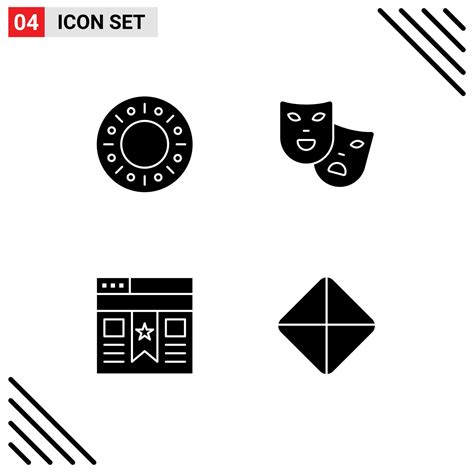 Pack Of 4 Modern Solid Glyphs Signs And Symbols For Web Print Media