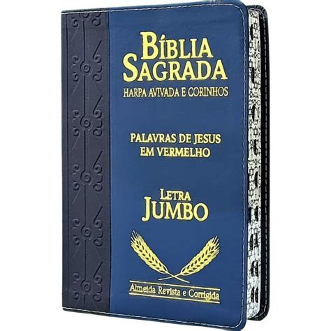 Bíblia Jumbo Letra Extra Gigante Harpa Luxo DuoTone borda Dourada