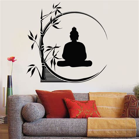 Vinyl Wall Decal Buddha Meditation Circle Yoga Reed Buddhism Stickers