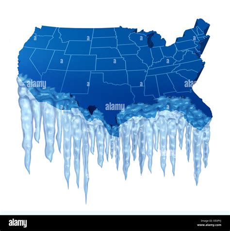 American Deep Freeze And Freezing Cold Temperature In The United States Concept As A Blue Map Of