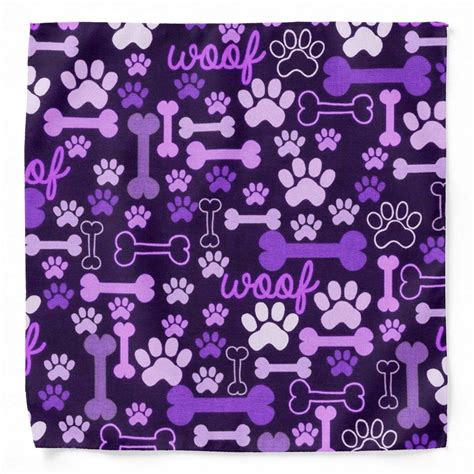 Pink And Purple Paw Prints And Bones Bandana Zazzle Paw Print Paw