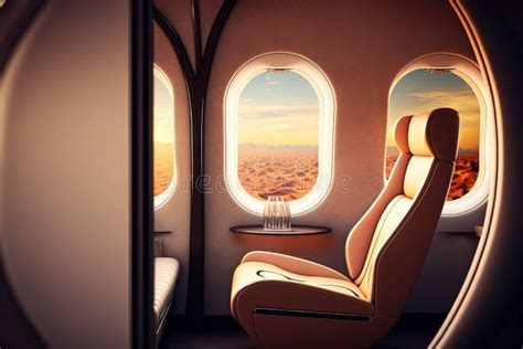 Interior of Luxurious Private Jet with Leather Seats. Generative Ai Stock Illustration ...