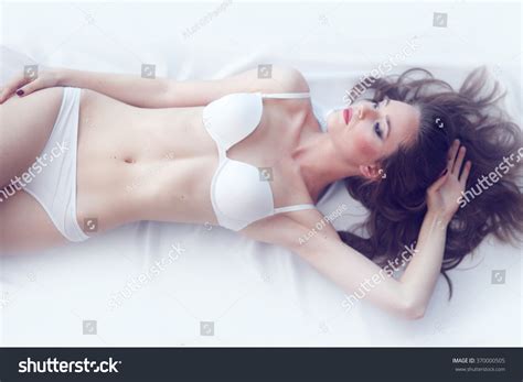 Sexy Lady Lingerie Laying On White Foto Stok 370000505 Shutterstock