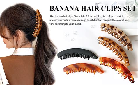 Pcs Banana Hair Clips Double Comb Nonslip Leopard Print High Ponytail