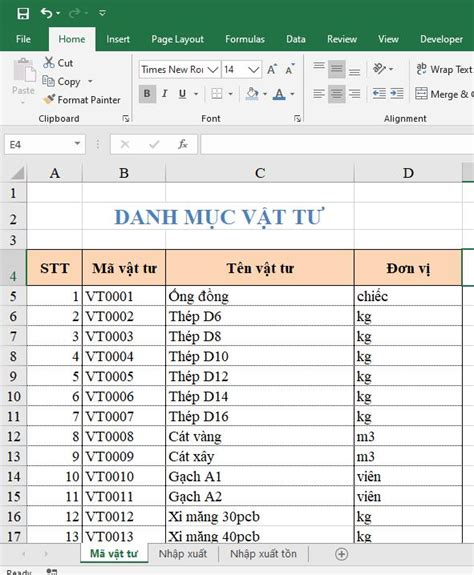 C C B C Thi T L P File Qu N L Kho V T T B Ng Excel