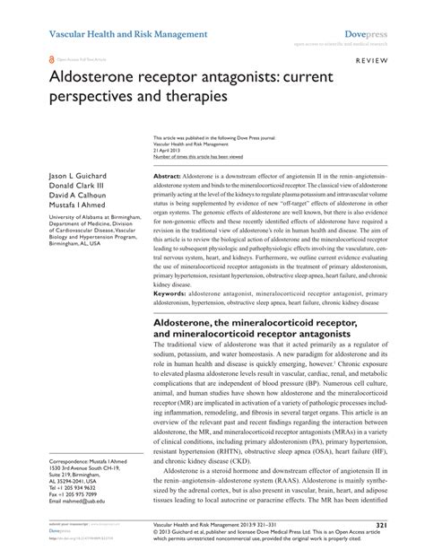 (PDF) Aldosterone receptor antagonists: Current perspectives and therapies