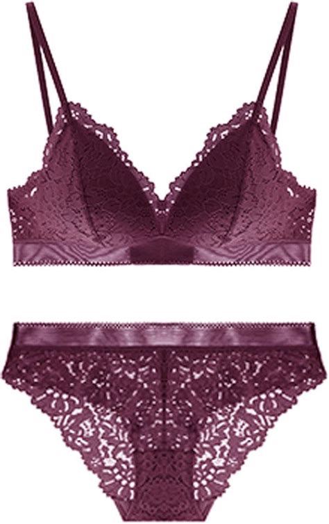 Cwang Damen BH Set Spitze Triangel BH Unterwäsche Bralette Panty