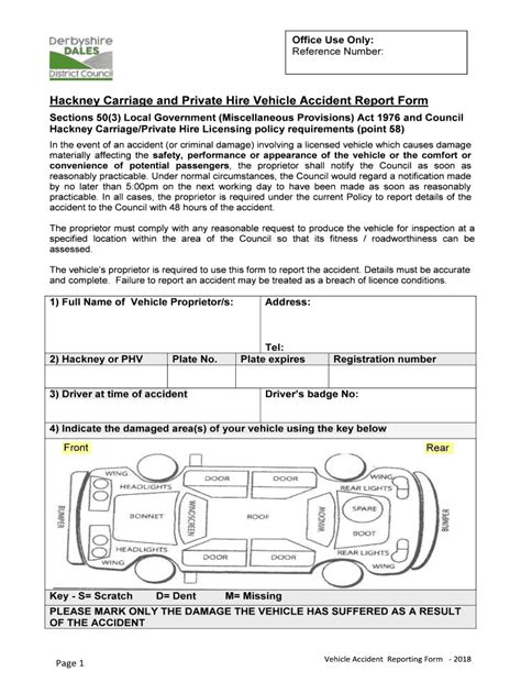 Fillable Online Accident Report Form Derbyshire Dales District