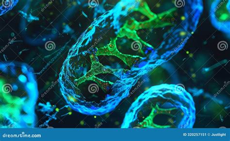 A Fluorescent Microscopy Image Of Cells With The Dna Stained In Bright