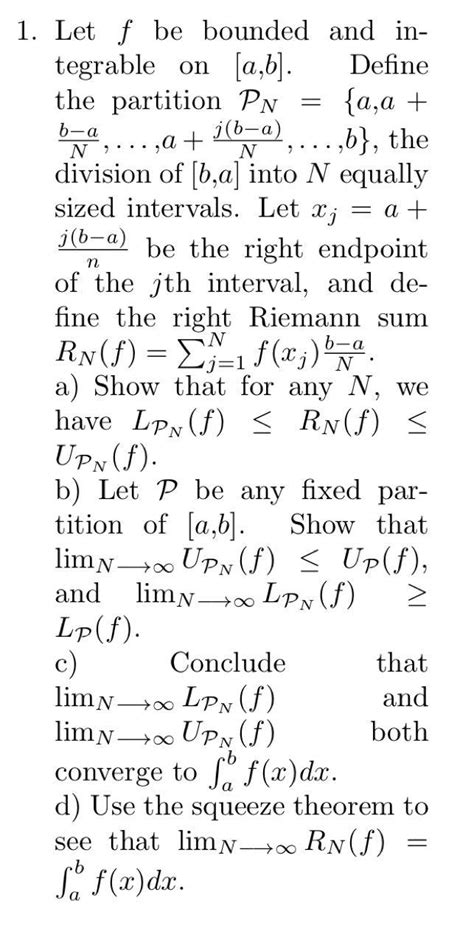 Let F Be Bounded And Integrable On [a B] Define The