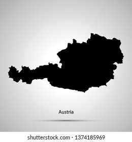 Austria Country Map Simple Black Silhouette Stock Illustration