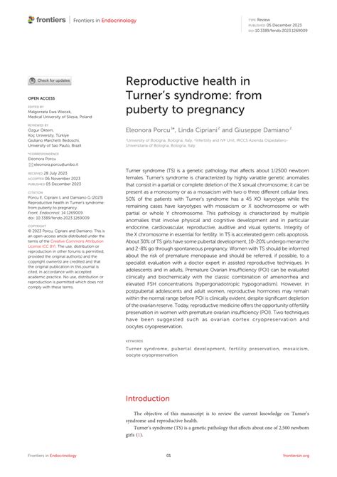 Pdf Reproductive Health In Turner S Syndrome From Puberty To Pregnancy