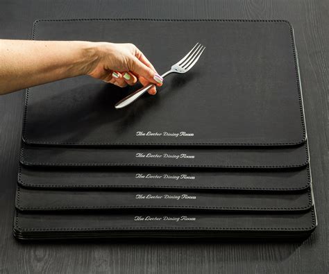Set Of Black Leather Placemats Nightstand Cover Wedding T For