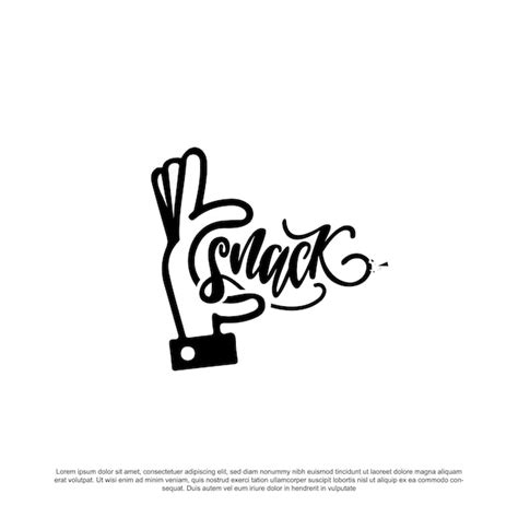 Premium Vector | Creative delicious snack logo design Hand with snack ...