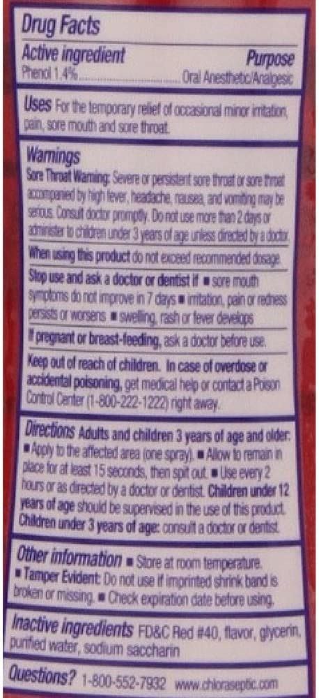 Chloraseptic Sore Throat Spray Cherry 6 Fl Oz Pack Of 2