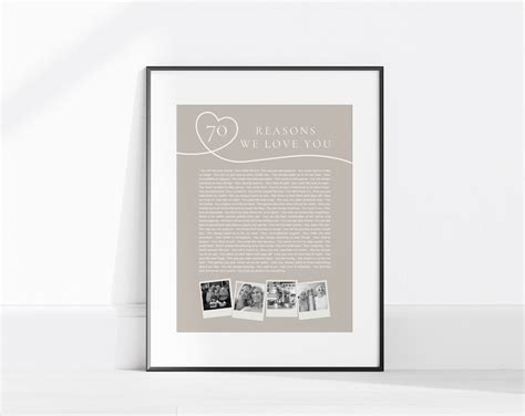 Fully Editable Template 70 Reasons We Love You Photo Collage Etsy