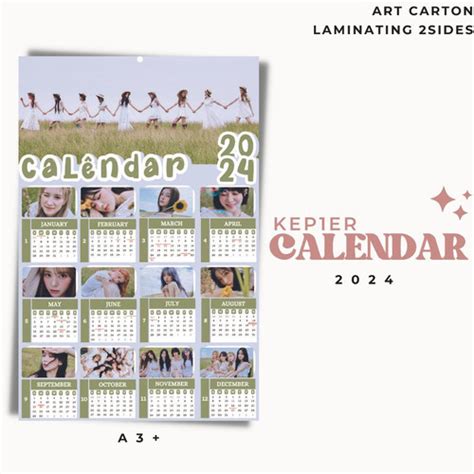 Jual Kalender Kep Er Kpop Laminasi Sisi Idol Korea Murah