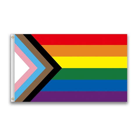 Pride Flag Ft X Ft Polyester Pride Rainbow Gay Lesbian Bisexual Transgender LGBT Progress