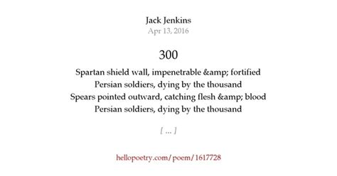 300 By Jack Jenkins Hello Poetry