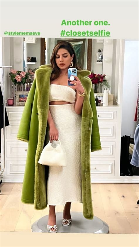 Priyanka Chopra Wears A Cutout White Dress And Green Coat Popsugar