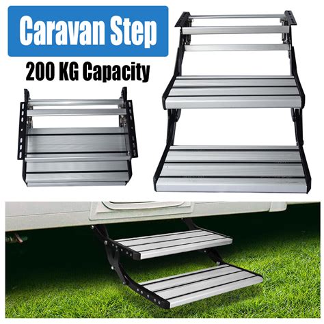 Aluminium Double Caravan Step Pull Out Folding Steps For Road RV Campe ...