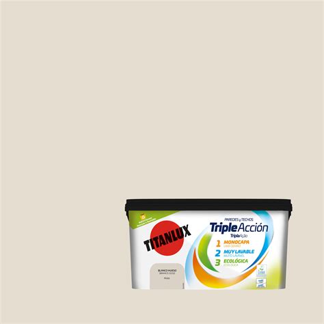 Pintura Interior Triple Acci N Titanlux Mate L Blanco Hueso Leroy Merlin