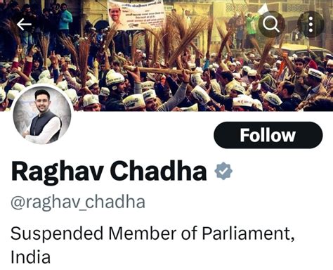 Raghav Chadha Changed His Twitter Bio After Being Suspended From Rajya