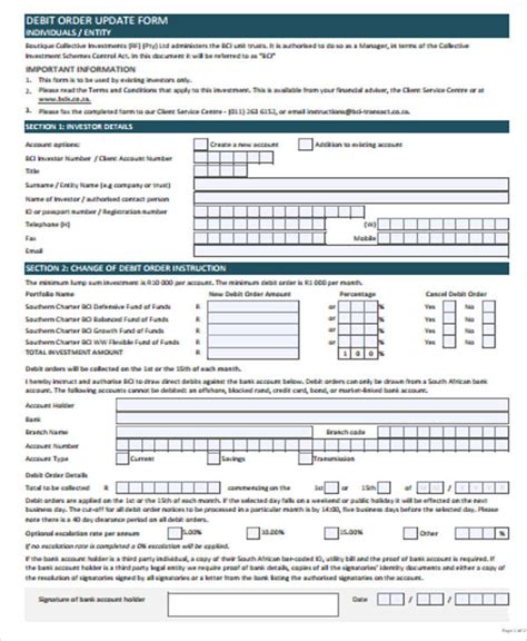 FREE 12 Sample Debit Order Forms In MS Word PDF